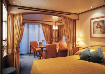 Veranda suite bedroom aboard Seabourn Quest Southern Caribbean cruise